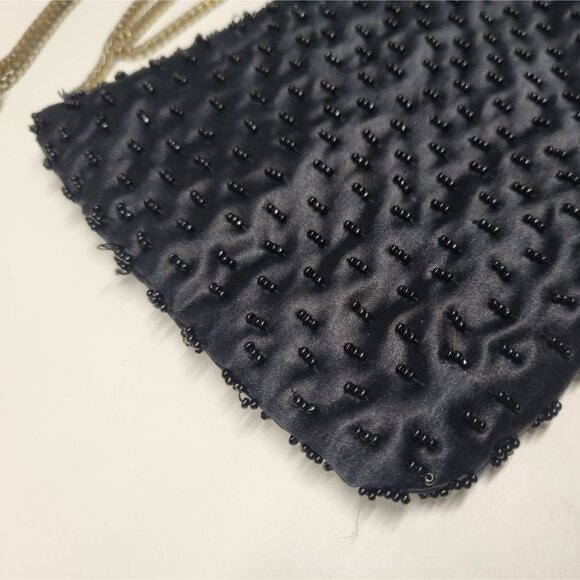 Vintage Beaded Purse Evening Cocktail Floral Design Metal Box Chain La Regale - Picture 5 of 10